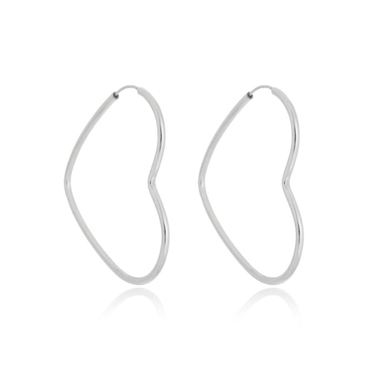 Brinco Argolas pequenas de prata 925 coração fio redondo Tamanho: 2,5cm