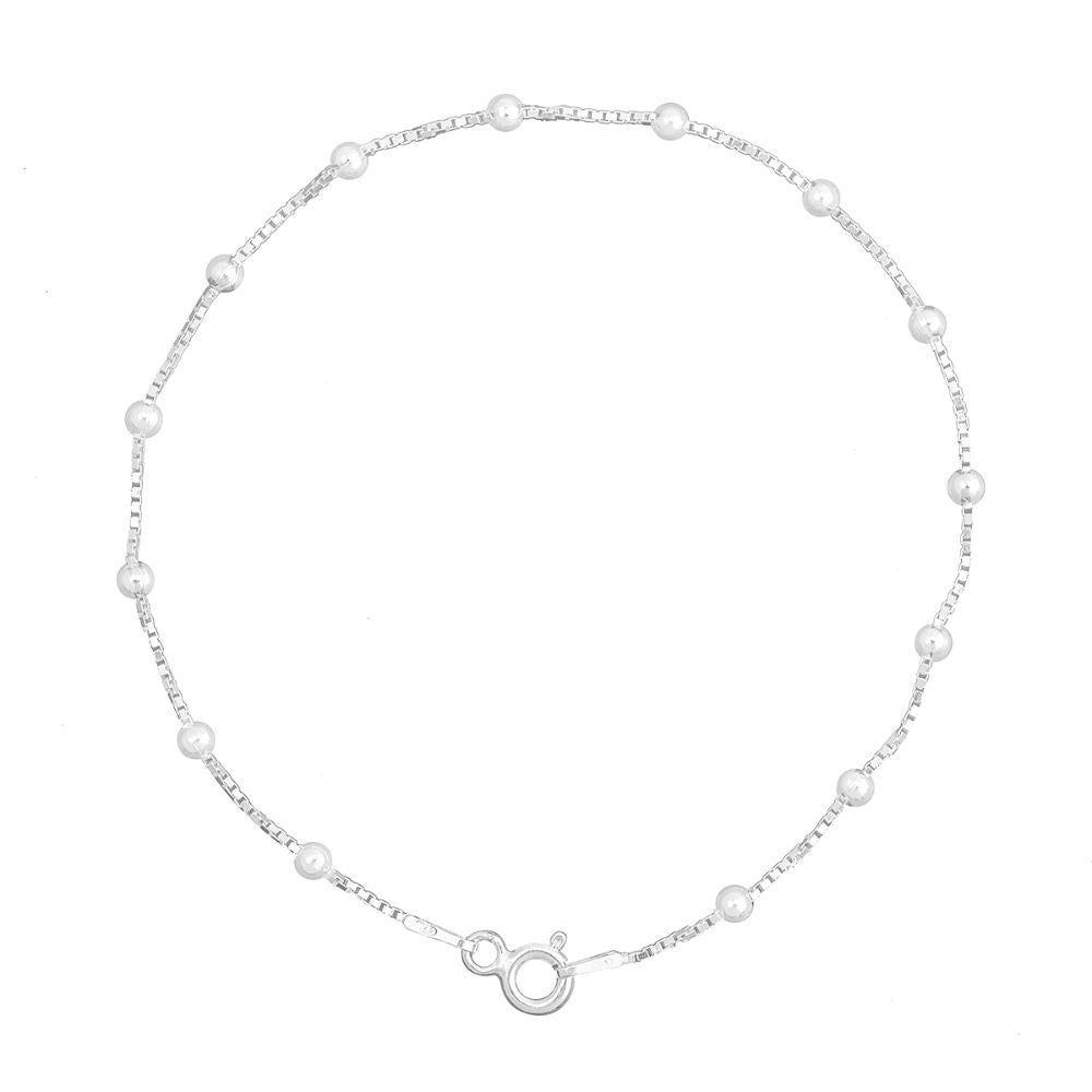 Pulseira Feminina Bolinhas Prata 925 18cm · Amago Tamanho: 18cm