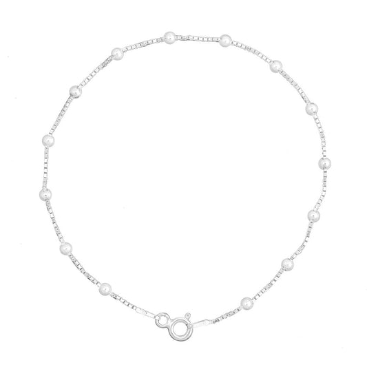 Pulseira Feminina Bolinhas Prata 925 18cm · Amago Tamanho: 18cm