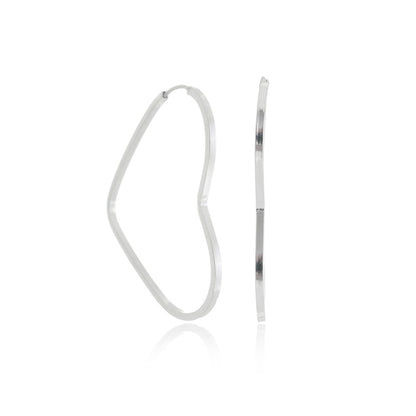 Brinco Argola de prata 925 coração fio quadrado 2cm 1g