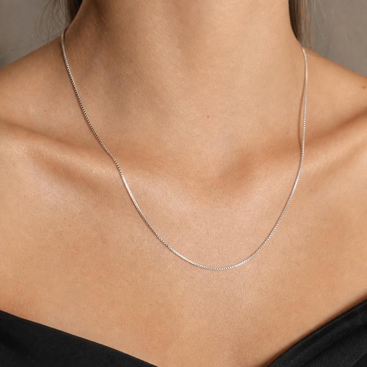 Colar de prata 925 box chain 8l v22 Tamanho: 50cm Cor: Prata