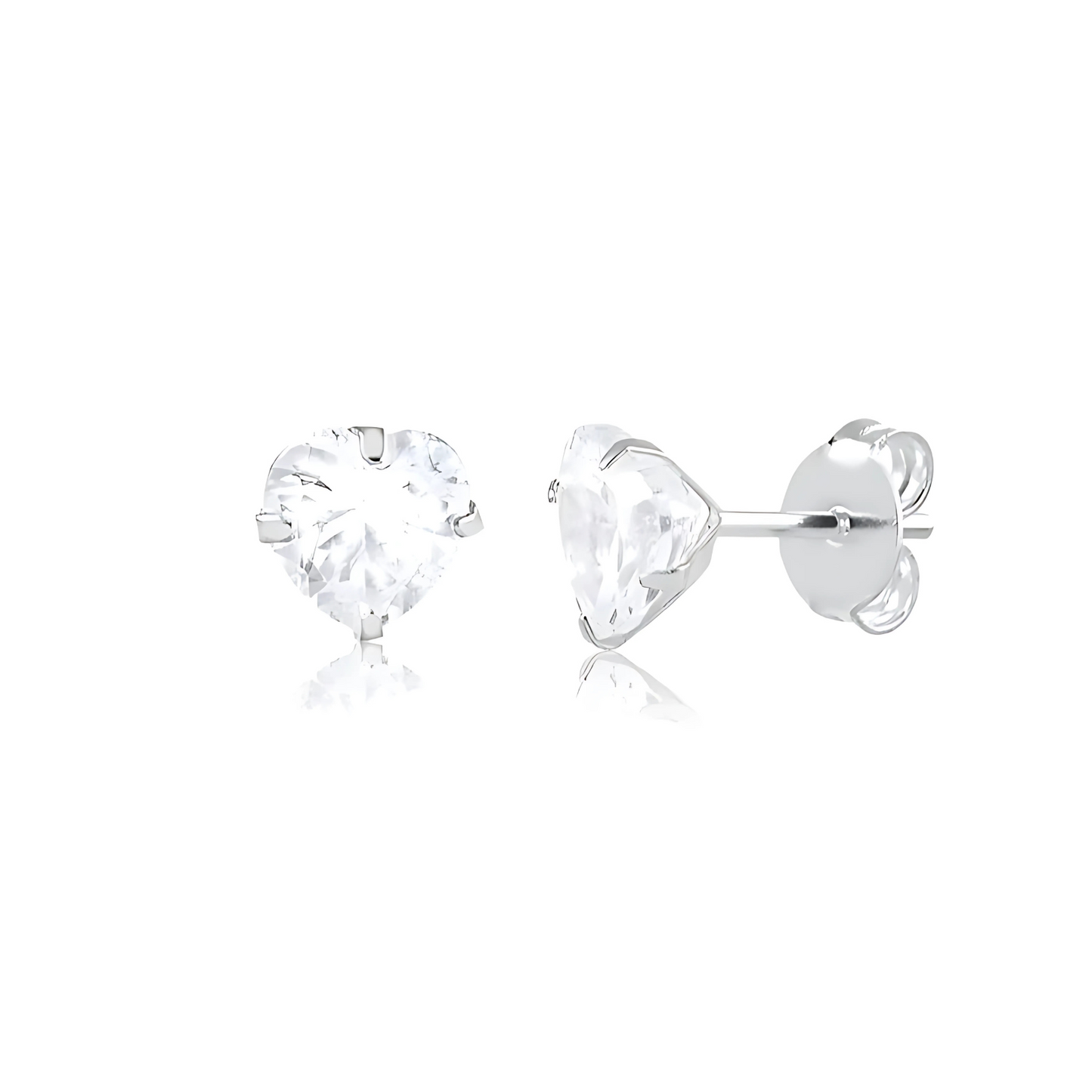 Brinco de prata 925 coração com zircônia branca Tamanho: 5 MM Cor: Branco Peso: 1,5g