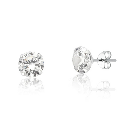 Brinco de prata 925 redondo com zircônia branca Tamanho: 5 MM Cor: Prata