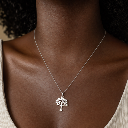 Colar de prata 925 com pingente árvore da vida Cor: Prata