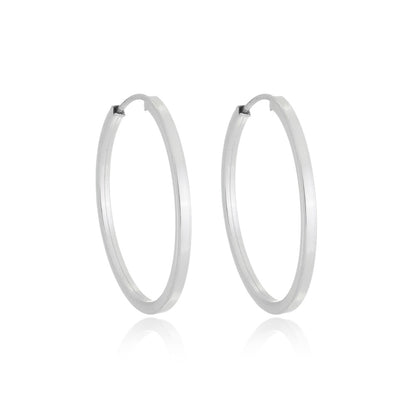 Brinco Argolas pequenas de prata 925 redonda fio quadrado Tamanho: 2,5cm