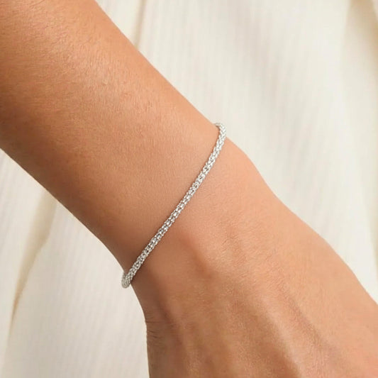 Pulseira de prata 925 pipoca koren Tamanho: 18cm
