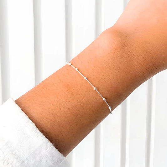 Pulseira Feminina Bolinhas Prata 925 18cm · Amago Tamanho: 18cm