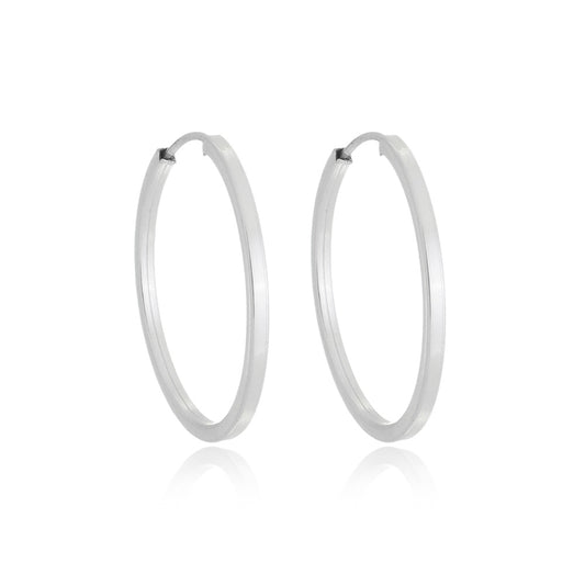 Brinco Argolas pequenas de prata 925 redonda fio quadrado Tamanho: 1cm