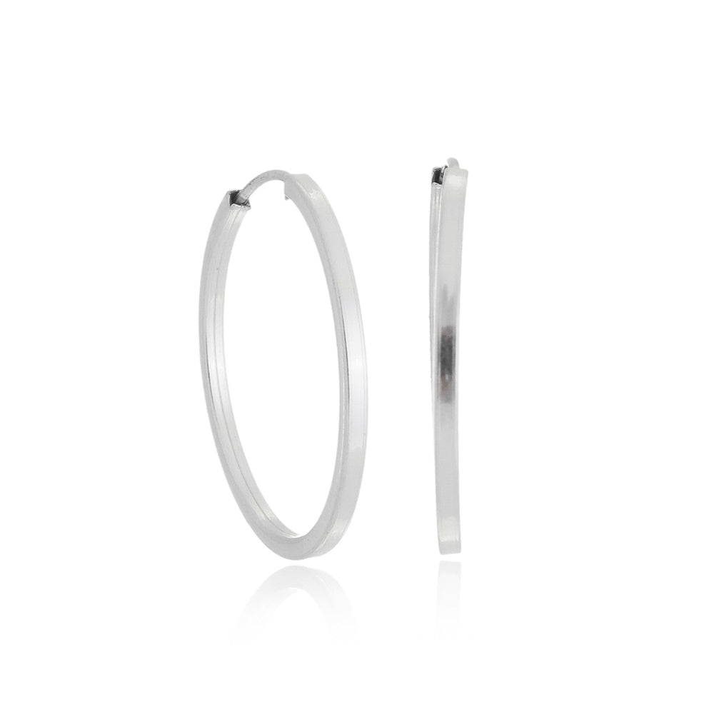Brinco Argolas pequenas de prata 925 redonda fio quadrado Tamanho: 2,5cm